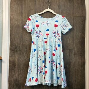 Girls Patriotic Popsicle Dress | Red White Blue Fireworks | 7/8
